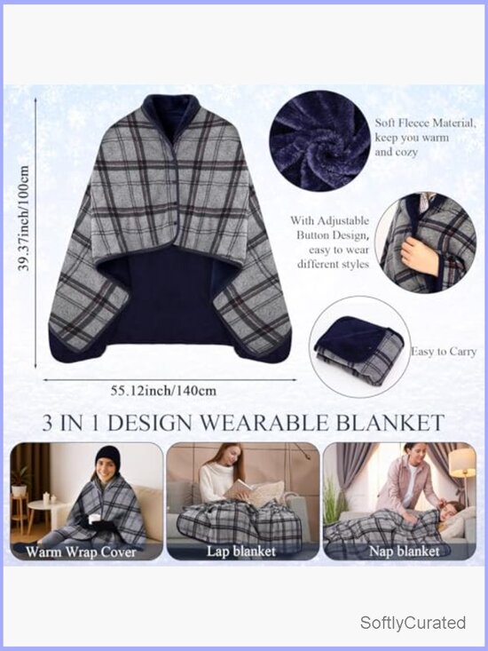 5 in 1 Winter Set: Wearable Blanket Hat Scarf Gloves Socks main image 4